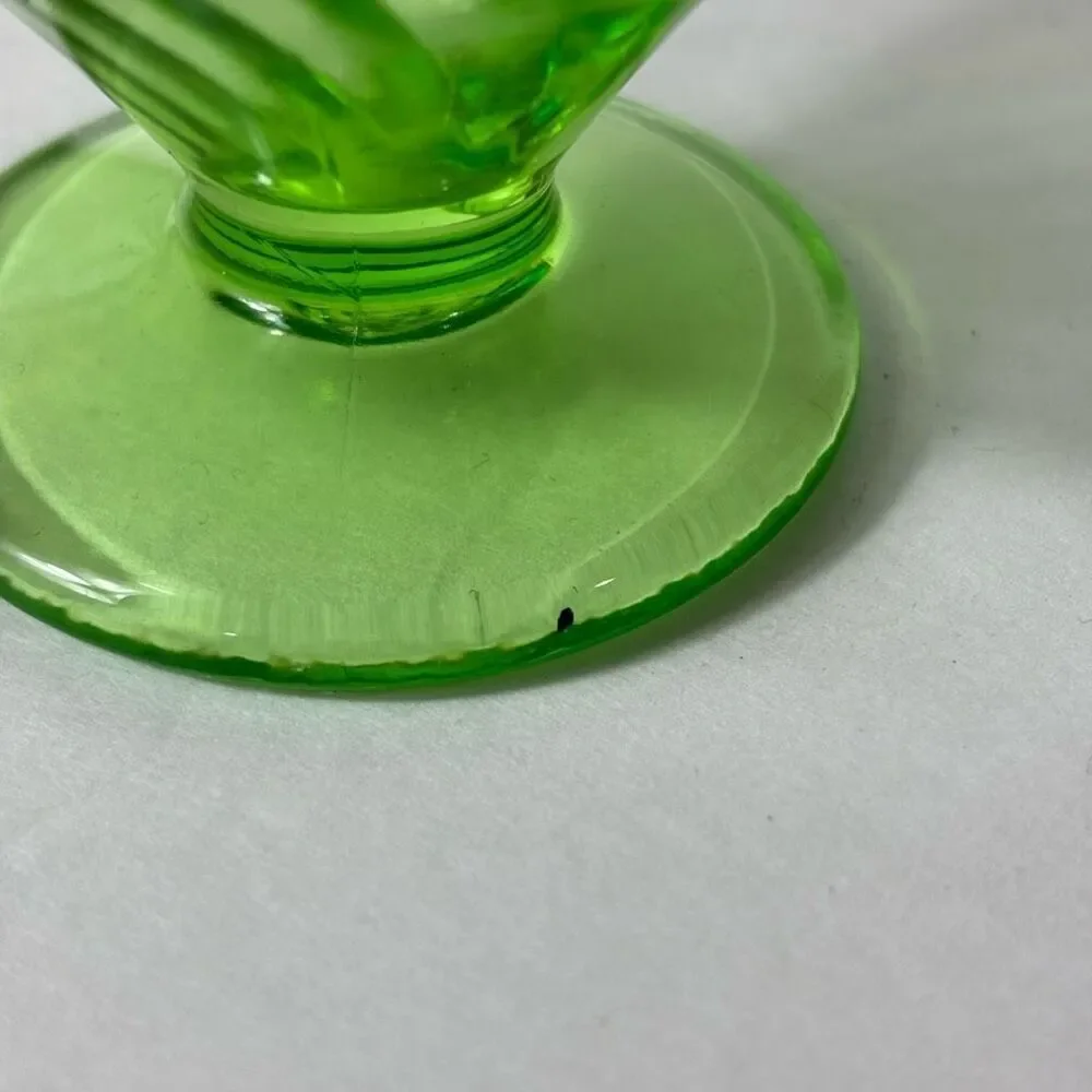 Vintage FEDERAL Swirled Green Depression Glass Sherbert Dish Set of Two